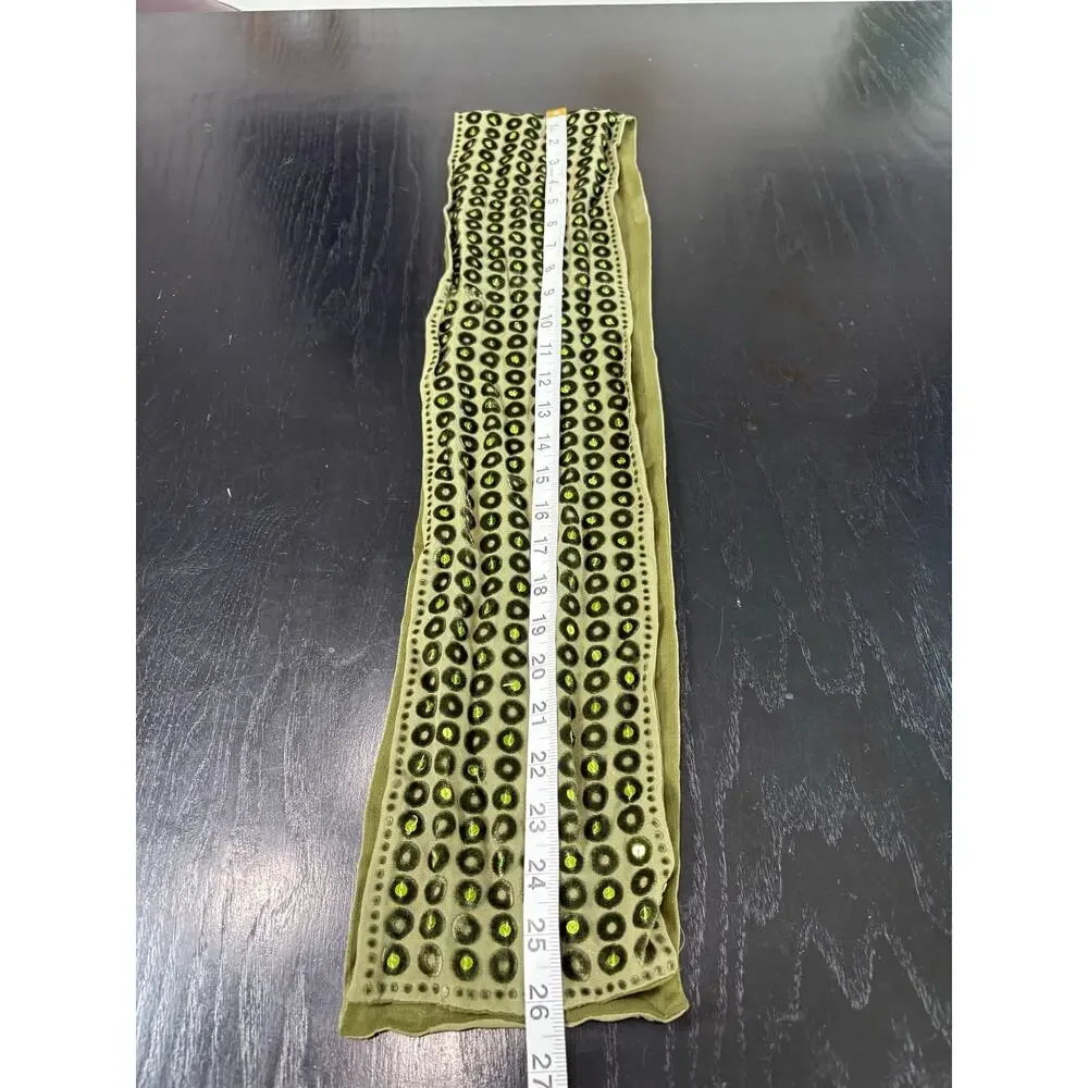 Unbranded Velvety Green- Sequin- Skinny Neck Scarf- Y2k Fairy Whimsigoth 52x6